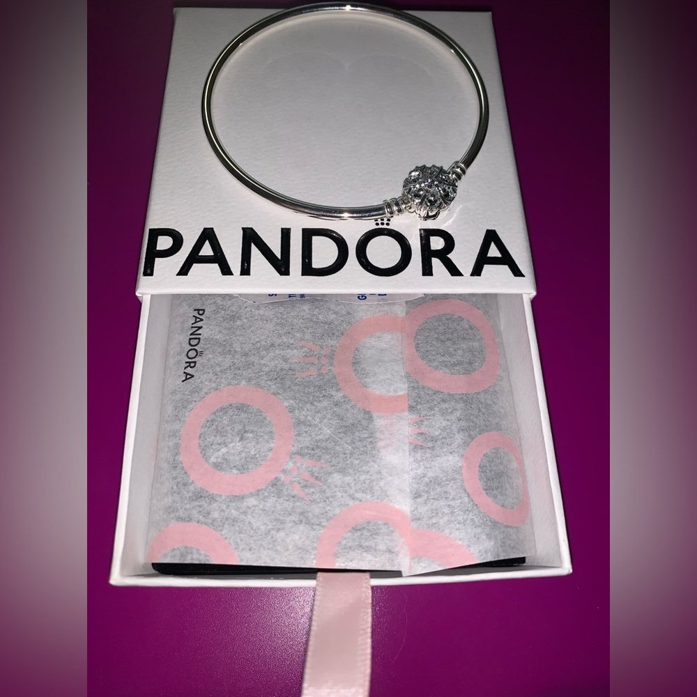 Pandora Silver Bangle with Signature Clasp - Picture 3 of 6